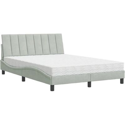VidaXL Bett - Samt, 140x190 cm, Grau - Bett VidaXL Bett - Samt, 140x190 cm, Grau - Bett