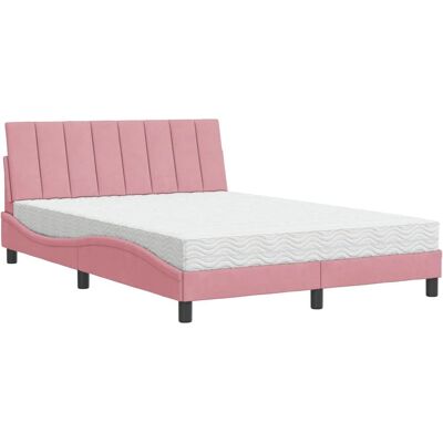VidaXL Bett mit Pinkem Samtstoff und Schaumstoffmatratze - Bett VidaXL Bett mit Pinkem Samtstoff und Schaumstoffmatratze - Bett