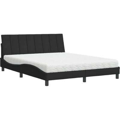 VidaXL Schwarzes Samt-Bett - Wellen Design - Unterstützung & Modern VidaXL Schwarzes Samt-Bett - Wellen Design - Unterstützung & Modern