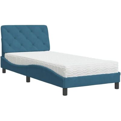 VidaXL Blaues Samtbetten - Lattenrost und Schaumstoffmatratze - Modernes Design VidaXL Blaues Samtbetten - Lattenrost und Schaumstoffmatratze - Modernes Design