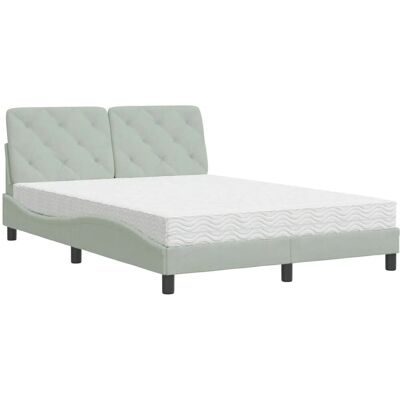 vidaXL Hellgraues Samt-Bett - Bett vidaXL Hellgraues Samt-Bett - Bett
