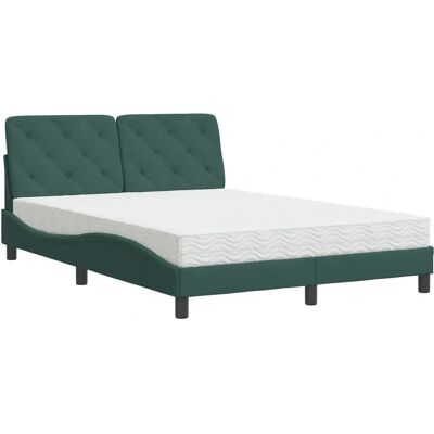 vidaXL Bett Mit Matratze Samt Dunkelgrün 140x190cm - Bett vidaXL Bett Mit Matratze Samt Dunkelgrün 140x190cm - Bett