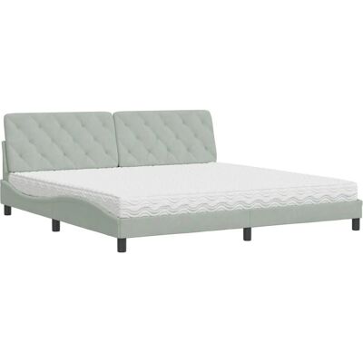 VidaXL Bett mit Samtstoff Hellgrau 200x200 cm - Bett VidaXL Bett mit Samtstoff Hellgrau 200x200 cm - Bett
