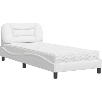 vidaXL Weißes Kunstleder Bett 90x190cm - bed vidaXL Weißes Kunstleder Bett 90x190cm - bed