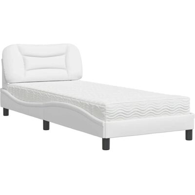 vidaXL Bett Mit Matratze - Weiß - Bett vidaXL Bett Mit Matratze - Weiß - Bett