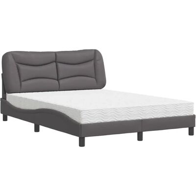 Lit avec Matelas VIDAXL - Gris, 140x200 cm, Design Moderne - Publicité Lit avec Matelas VIDAXL - Gris, 140x200 cm, Design Moderne - Publicité