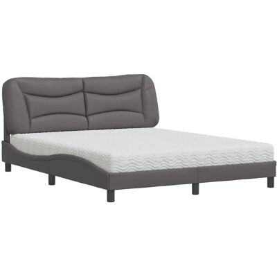 vidaXL Graues Lederbett mit Matratze - Bett vidaXL Graues Lederbett mit Matratze - Bett