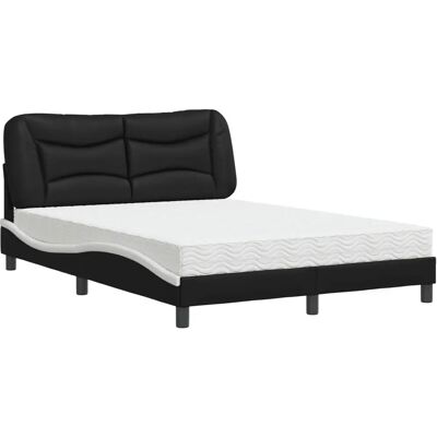 VidaXL Bett - Schwarz-Weiß - Unterstützende Schaumstoffmatratze - Modernes Gestell VidaXL Bett - Schwarz-Weiß - Unterstützende Schaumstoffmatratze - Modernes Gestell