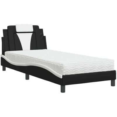 vidaXL Bett mit Matratze - Schwarz & Weiß, 80x200 cm vidaXL Bett mit Matratze - Schwarz & Weiß, 80x200 cm