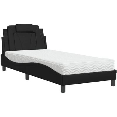 vidaXL Bett mit Matratze - Schwarz, 90x190 cm - Bett vidaXL Bett mit Matratze - Schwarz, 90x190 cm - Bett