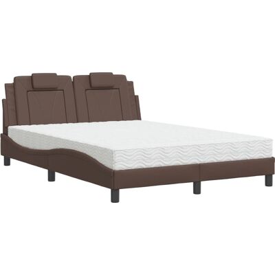 vidaXL Bett Mit Matratze - Braun - 140 x 190 cm - Bett vidaXL Bett Mit Matratze - Braun - 140 x 190 cm - Bett
