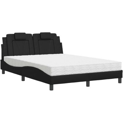 vidaXL Bett mit Matratze - Schwarz - Bett vidaXL Bett mit Matratze - Schwarz - Bett