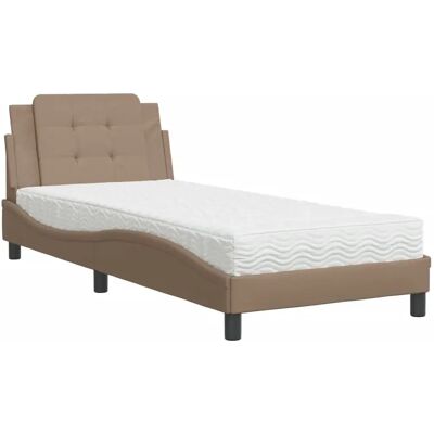 vidaXL Bett Cappuccino Kunstleder Wellenform vidaXL Bett Cappuccino Kunstleder Wellenform