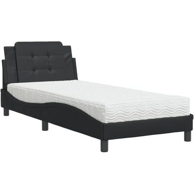 vidaXL Bett Mit Matratze Schwarz 100x200 cm - Schlafzimmer vidaXL Bett Mit Matratze Schwarz 100x200 cm - Schlafzimmer