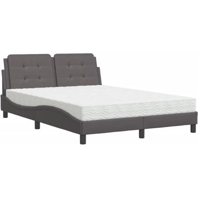 vidaXL Bett Mit Matratze - Grau - 140x190cm - Bed vidaXL Bett Mit Matratze - Grau - 140x190cm - Bed