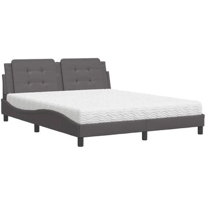 vidaXL Lit avec Matelas 160x200cm - Cuir synthétique durable, Mousse multicouche, Design ondulé - Publicité vidaXL Lit avec Matelas 160x200cm - Cuir synthétique durable, Mousse multicouche, Design ondulé - Publicité