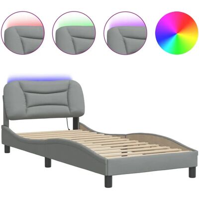 vidaXL Bettgestell mit LED - 120x200cm - Hellgrau - Schlafzimmermöbel vidaXL Bettgestell mit LED - 120x200cm - Hellgrau - Schlafzimmermöbel