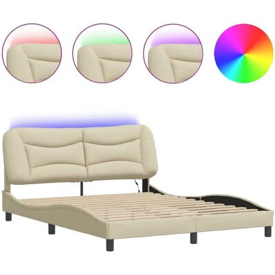 vidaXL Bettgestell mit LED - Wellenform, 160x200cm, Creme vidaXL Bettgestell mit LED - Wellenform, 160x200cm, Creme