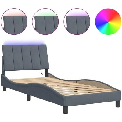 vidaXL Bettgestell mit LED-Leuchten - Dunkelgrau - 80x200cm vidaXL Bettgestell mit LED-Leuchten - Dunkelgrau - 80x200cm