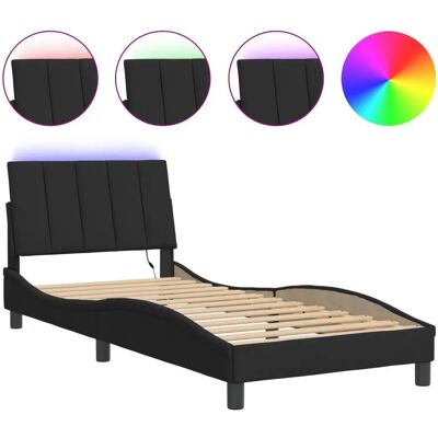 vidaXL Bettgestell mit LED-Leuchten - Schwarz - 80 x 200 cm vidaXL Bettgestell mit LED-Leuchten - Schwarz - 80 x 200 cm
