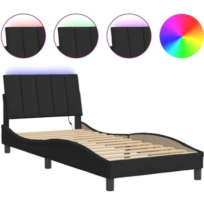 vidaXL Bettgestell mit LED-Lichtern - Modernes schwarzes Samt 90x200 cm vidaXL Bettgestell mit LED-Lichtern - Modernes schwarzes Samt 90x200 cm