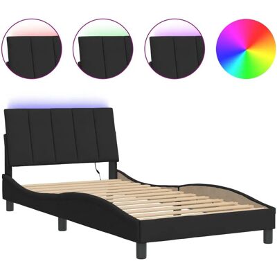 vidaXL Bettgestell mit LED-Leuchten - Modernes Schwarzes Samt vidaXL Bettgestell mit LED-Leuchten - Modernes Schwarzes Samt