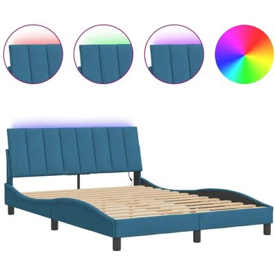 VidaXL Bettgestell mit LED-Lichtern - Blau, 120x200 cm VidaXL Bettgestell mit LED-Lichtern - Blau, 120x200 cm