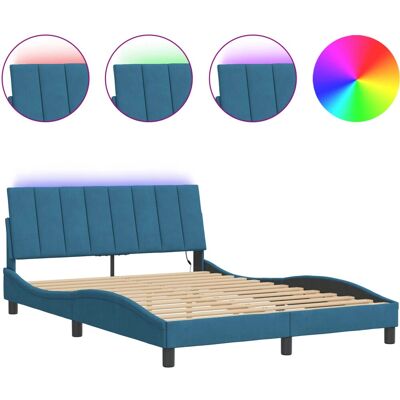 vidaXL Bla Velours LED-Bettgestell - Modern 160x200 cm vidaXL Bla Velours LED-Bettgestell - Modern 160x200 cm