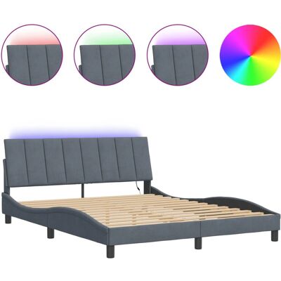 vidaXL Bettrahmen mit LED-Leuchten - Dunkelgrau - 180x200 cm vidaXL Bettrahmen mit LED-Leuchten - Dunkelgrau - 180x200 cm