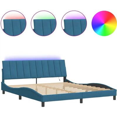 VidaXL Blaues Samt LED Bettgestell - Bett VidaXL Blaues Samt LED Bettgestell - Bett
