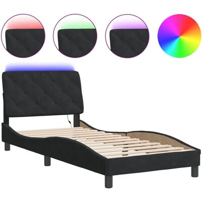 vidaXL Bettgestell - Samt, LED, Schwarz - Bettgestell vidaXL Bettgestell - Samt, LED, Schwarz - Bettgestell