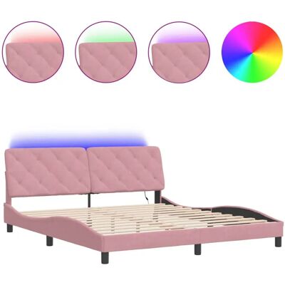 VidaXL 180x200 cm Pink Velvet Bettgestell mit LED-Leuchten VidaXL 180x200 cm Pink Velvet Bettgestell mit LED-Leuchten