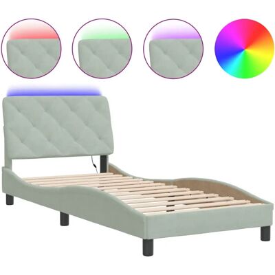 vidaXL Bettgestell mit LED-Lichtern - 200x200cm - Samt, Modern vidaXL Bettgestell mit LED-Lichtern - 200x200cm - Samt, Modern
