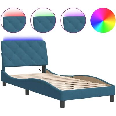 VidaXL Bettgestell - Blau Samt mit LED-Lichtern - 200x200cm VidaXL Bettgestell - Blau Samt mit LED-Lichtern - 200x200cm