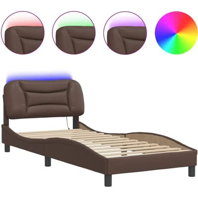 vidaXL Bettgestell mit LED-Lichtern - Modern Braun 90x200 cm vidaXL Bettgestell mit LED-Lichtern - Modern Braun 90x200 cm