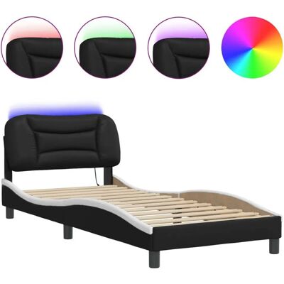 Estructura de cama con LED vidaXL - 90x200 cm - Negro y Blanco Estructura de cama con LED vidaXL - 90x200 cm - Negro y Blanco