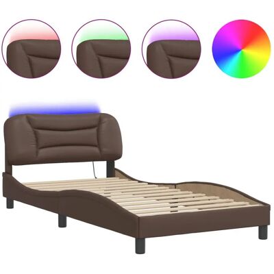 vidaXL Bettgestell mit LED-Lichtern - Modern Braun 100x200 cm vidaXL Bettgestell mit LED-Lichtern - Modern Braun 100x200 cm