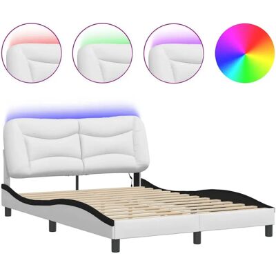 vidaXL 3213926 Bettgestell mit LED-Lichtern - Bett, Weiß und Schwarz, 120x200 cm vidaXL 3213926 Bettgestell mit LED-Lichtern - Bett, Weiß und Schwarz, 120x200 cm