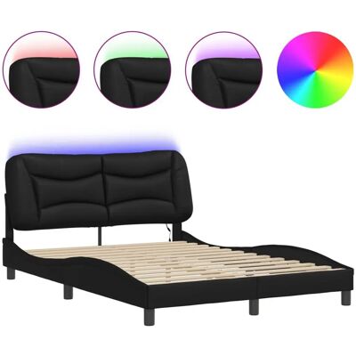 Cadre de lit avec lumières LED - Noir moderne 140x190 - Cadre de lit - Publicité Cadre de lit avec lumières LED - Noir moderne 140x190 - Cadre de lit - Publicité