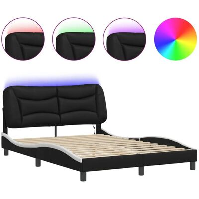 vidaXL 3213932 Bettgestell mit LED-Lichtern - Bett, Schwarz & Weiß, 140x190 cm vidaXL 3213932 Bettgestell mit LED-Lichtern - Bett, Schwarz & Weiß, 140x190 cm