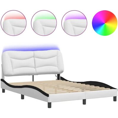 vidaXL Bettgestell mit LED-Lichtern - Kunstleder 140x200 cm vidaXL Bettgestell mit LED-Lichtern - Kunstleder 140x200 cm