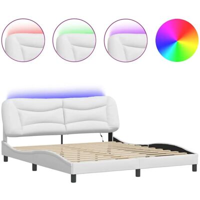 Estructura de cama con luz led cuero sintético blanco 180x200cm VidaXL - Estructura de cama Estructura de cama con luz led cuero sintético blanco 180x200cm VidaXL - Estructura de cama