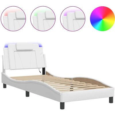 VidaXL Bettrahmen mit LED-Lichtern - Langlebiges Kunstleder - 90x200cm - Modernes Design VidaXL Bettrahmen mit LED-Lichtern - Langlebiges Kunstleder - 90x200cm - Modernes Design