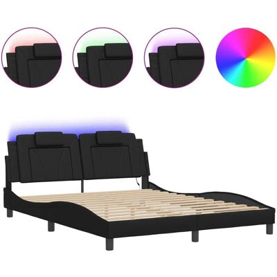 VidaXL Bettgestell mit LED-Lichtern - 160x200 cm - Modernes Design VidaXL Bettgestell mit LED-Lichtern - 160x200 cm - Modernes Design