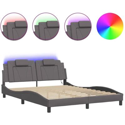 Ligger met LED-verlichting - Modern bedframe met LED-verlichting - Grijs Ligger met LED-verlichting - Modern bedframe met LED-verlichting - Grijs