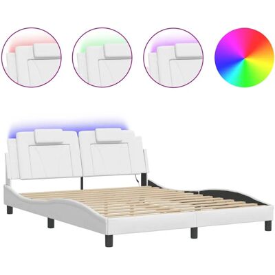 VidaXL Bettgestell mit LED-Leuchten - Modern Weiß 180x200cm VidaXL Bettgestell mit LED-Leuchten - Modern Weiß 180x200cm