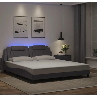 Vidaxl Graues Bettgestell mit LED-Leuchten - Bettgestell Vidaxl Graues Bettgestell mit LED-Leuchten - Bettgestell