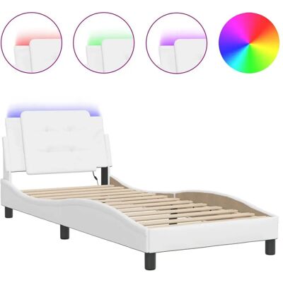 VidaXL Bettrahmen mit LED-Lichtern - Modernes weißes Design VidaXL Bettrahmen mit LED-Lichtern - Modernes weißes Design