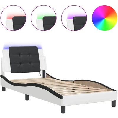 VidaXL Weiß-Schwarz LED Bettgestell - Moderner Halt VidaXL Weiß-Schwarz LED Bettgestell - Moderner Halt