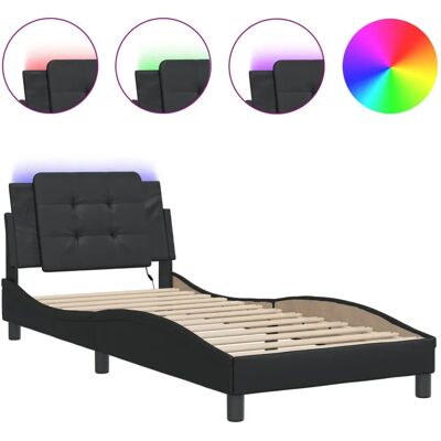 VidaXL Bettgestell mit LED-Leuchten - Wellenförmiges Design - 90x200 cm VidaXL Bettgestell mit LED-Leuchten - Wellenförmiges Design - 90x200 cm